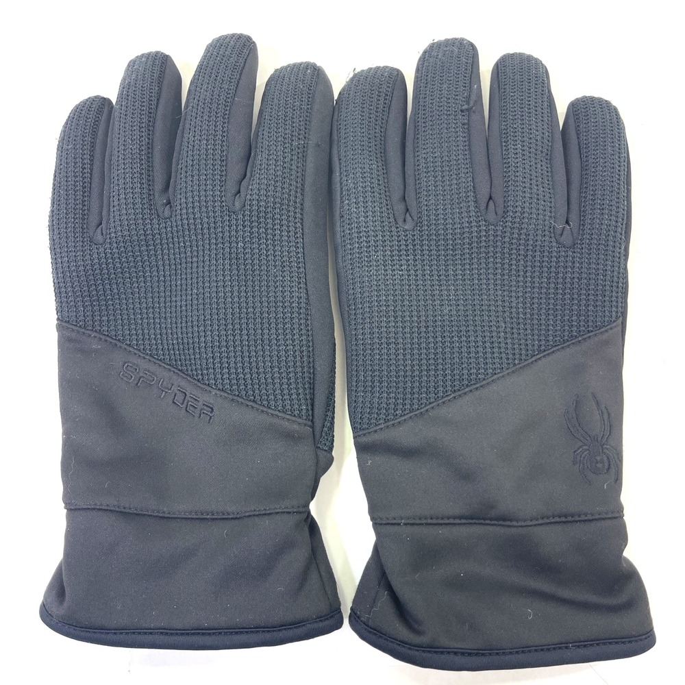 Spyder Mens Gloves Black Knit Conduct Style Fits Like Large Winter Touchscreen